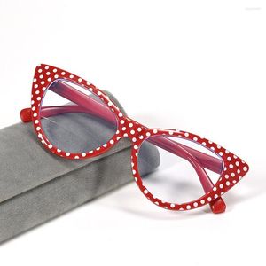 Sunglasses Vazrobe Cat Eye Reading Glasses Women Red Black White Dot Eyeglasses Frame Female Anti Blue Light Reflection 100 150 200 250