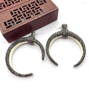 Hänghalsband natursten inlagd strass halvmåne halsband hartsharts Ko benmaterial DIY smycken gör tillbehör