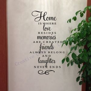 Free Shipping Wall Quote Stickers Home Decor - Home Is Where Love Resides...Modern Wall Art Vinyl Decal Stickers