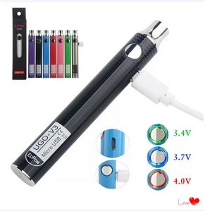 2sts Evod UGO V3 Förvärm VV Vaporizer Battery 1100 900 650MAH Variabel Spännings E Cigarett 510 Tråd Vape Pen E-CIG USB-laddare EGO-T MT3 CE4 CE5