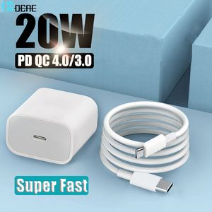 20W PD USB C Charger For iPhone 13 12 Phone Fast Charge Type C QC3.0 Quick Charging Cable Power Adapter Plug