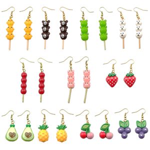 Charm Niedliche Ananas-Avocado-Ohrring für Frauen, Harz, Tomaten auf Stöcken, Traubenkirsche, Tropfenohrringe, Kinder, Geschenke, handgefertigter Schmuck, D Smtwr