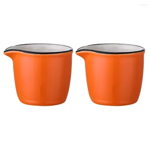 Учебные посуды наборы 2 шт. Мини -чайник маленький молочный чашка кофейная кувшин чашки керамика кувшины 6x6x4,7 см. Любители апельсины