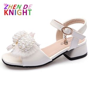 Sandals Fashion Summer Patent Leather Childrens Bowtie Pearl Shoes Sandals Girls Beach Shoes 3 4 5 6 7 8 9 10 11 12 13 Years 230613