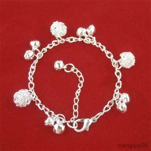 Pulseiras Cross-Border Lovely Bell Silver Color Bracelet Moda Feminina Luck Turn Bead Estilo Double-deck R230804