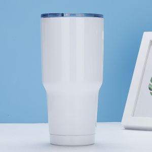 30oz تسامي أبيض العادية العادية tumplers نقل حرارة فارغة كوب السيارة الفولاذ المقاوم للصدأ الزجاج QMR2C