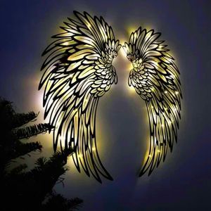 Big Angel Wings Wall Decor Metal Iron Hollow Out Wings Wall Hanging Statue Photography Artcraft Wall Pendant Home Wall Decor