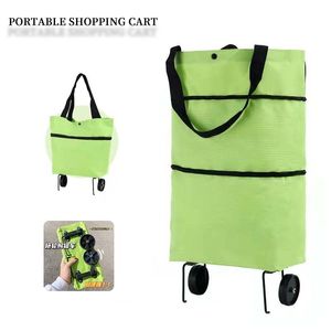 Förvaringskorgar Small Pull Cart Portable Shopping Food Organizer Trolley Bag On Wheels Bags Folding Köp grönsaker BUNSPAKAGE 230613