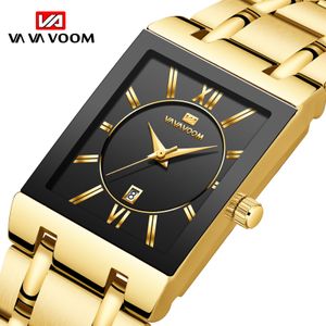 Outros relógios Top Brand Luxury Sport Gold Watch Men Square Mens Watchs Quartzo Dourado Aço Inoxidável Relógio de Pulso À Prova D' Água Relogio Masculino 230613