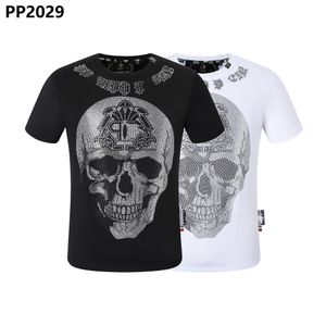Phillip Plain Summer Men's Skull T-shirt Hot Diamond Printing Fashion Designer Men's T-Shirt Top QP Letter Brodery Men's Women's Clothing Kort ärm T-shirt 2029