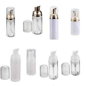 Leere Plastik-PET-Reiseschaumflaschen Handwaschseife Mousse Cremespender Sprudelflasche 30 ml/50 ml Klar/Weißgold-Pumpe Kfjem