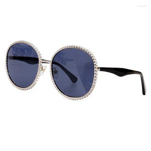 Sunglasses High Quality Brand Round Women 2023 Luxury Bling Design Lady Sunglass UV400 Shades Fashion Eyeglass Lentes De Sol