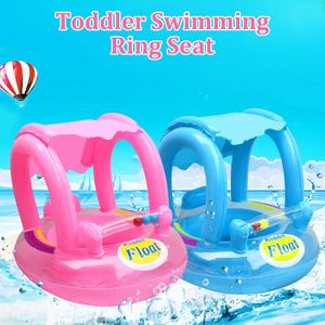 Sandspiel-Wasserspaß Kiddie Float Baby aufblasbarer Schwimmring Float-Sitz mit Markise für Schwimmbadmatte Badewanne Säuglingstank Sommer-Wasserspielspiel 230613