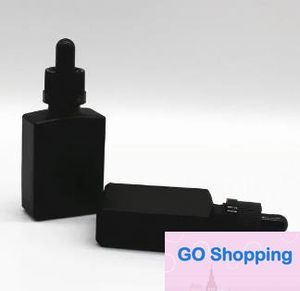 Großhandel 30 ml eliquid flache Glasflasche leere Miniflaschen 30 ml mattschwarze rechteckige Glasflaschen Mode