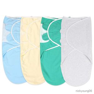 Sovsäckar baby swaddle filt bomull andas sömn 0-3 m nyfödd väska fast färg R230614