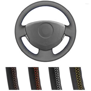 Steering Wheel Covers DIY Customized Car Cover For Clio 2 Twingo Dacia Sandero 2005 Auto Artificial Leather Wrap