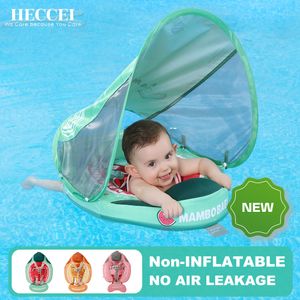 Sand Play Water Fun Mambobaby Baby Float Est Swimming Ring med Canopy Enklare Bär icke-inflatabel Pool Water Toy för småbarn Spädbarn 3-24 månader 230613