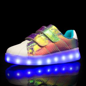 Sneakers UNCLEJERRY LED Sneakers för barn och vuxen mode lyser upp glödande skor USB laddningsbara lysande skor för pojkar flickor 230613