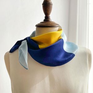 Scarves Nature Real Silk Square Scarf Women Female Foualrd 53cm Neckerchief Bandana Small Hairbands Fashion Neck Ties 2023