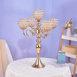 Candle Holders 5 Head Glass Candelabra Crystal Metal Candlestick Stand Halloween Decorative Dining Room Table Centerpiece