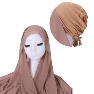 Etniska kläder 70 180 cm Europa och USA: s malaysiska kostym Wrap Scarf Muslim Pearl Chiffon Elastic Base Cap