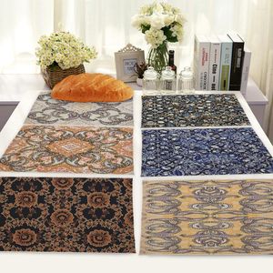 Table Napkin 1Pcs Moroccan Retro Pattern Placemat Geometric Flower Dining Mat Linen Drink Cup 42 32cm Kitchen Accessories