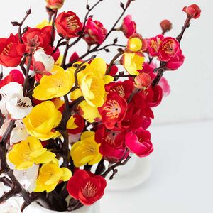 Flores secas artificiais ameixa flores de cerejeira flores de seda sakura ramos decoração de mesa para casa diy feriado casamento decorações de natal