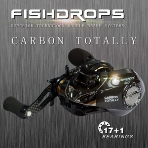 Baitcasting Reels Fishdrops Balıkçılık Makarası Sol El Sağ Tam Karbon Fiber Gövde Çift Fren Sistemi Dişli Oranı 7.2 1 230613