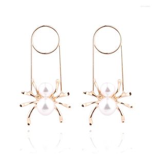 Orecchini a bottone LUBOV Elegante e adorabile orecchino a forma di ragno lega di colore oro argento con perle intarsiate regali di San Valentino per donne e ragazze