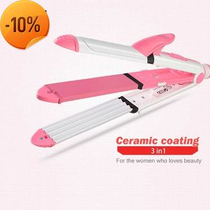 New KEMEI 3 in 1 Ceramic Straightener Curler Hair Iron with Comb Corn Clip Curling Iron Straightening Iron prancha hot comb KM-1213