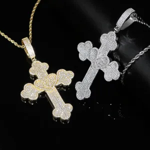 fashion Pendant Necklaces Cross Design Mens Women Bling 5A Cubic Zircon Hip Hop Jewelry Party Gift