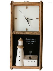 Wall Clocks Natural Old Wood Clock Living Room Decoration Painting Blackboard Flower Arrangement