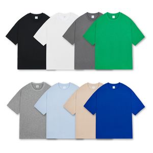 Mens Designer T-shirts Solid Color T-shirt Män och kvinnor Kort ärm Cotton Double Garn Drop Shoulder Sleeve Men Clothing Wholesale