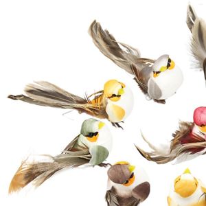 Decorazioni da giardino 12x Uccello Piumato Clip su Modello Fatto a Mano Decorativo Colorato Artigianato Realistico per Alberi Portico Recinzione Matrimonio Patio