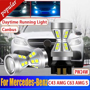 Novo 2x Canbus sem erro PW24W LED Turn Signal Day Lamp Daytime Running Light Bulb Para Mercedes-Benz C43 C63 AMG S 2015 2016 2017 2018