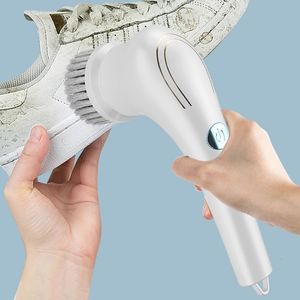 Cleaning Brushes Handheld Shower Cleaner Brush Electric Spin Scrubber Cordless Power Spinning Scrub with 5 Replaceable Heads 230613