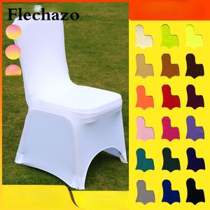 Chair Covers 10pcs Elastic Universal Chair Covers Siamese el Wedding el Banquet Soild Polyester Dining Seats Bar Party Event Delicate 230613