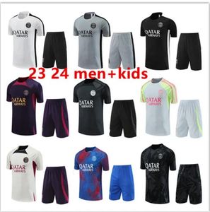 22/23 PSGS Soccer Jerseys Tracksuit 23 24 Paris Sportwear Men Kids Training Suit Short Sleeved Football Kit Uniform Chandal Sweatshirt Sweater Set S/2xl