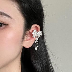 Backs Earrings Boho Shiny Zircon Butterfly Clip For Teens Girls Women Natural Pearl Geometric Crystal Charm Female Jewelry