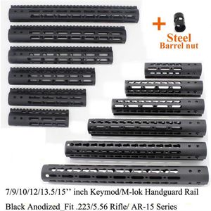 Taktik Siyah 7 9 10 12 13 5 15 inç Keymod M-Lok Handguard Ray Float Montaj Sistemi Çelik Namlu Somun25712804