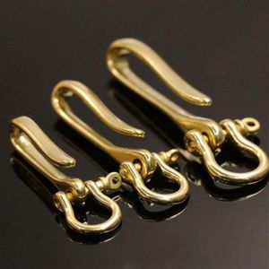 Schlüsselanhänger Kupfer Messing U-förmiger Anhänger Gürtelhaken Clip Herren Metall Gold 3 Größen Schlüsselanhänger Ring Joint Connect Schnalle Halter Zubehör7853277C