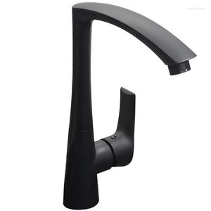 Kitchen Faucets Black Paint Baking Faucet Brass 360 Degree Rotating Sink And Cold Tap Single Handle Mixer Grifo Lavabo