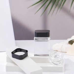 5ML 5G 9ML 9G Glass Wax Oil Container 1/2 Cosmetic Storage Box Jar Concentrate Tank with Plastic Childproof Cap Dab Tool Bho Holder Makeup Jars Bottles Cream Case DHL