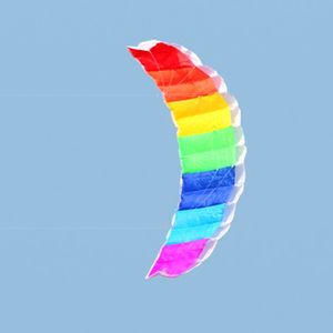 Outdoor Games Activities 1.4/2/2.7m Rainbow Dual Line Kitesurfing Stunt Parachute Soft Parafoil Surfing Kite Sport Kite Large Outdoor Beach Flying Kite 230614