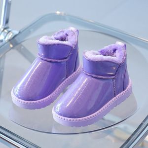 Botas Bebê Meninas Casual Neve Versátil Inverno Estilo Coreano Roxo Simples Impermeável Moda Crianças Meninos Bico Redondo Tornozelo 230613