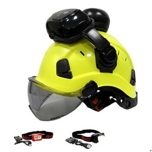 Ochrona głowy Darlingwell Construction Helask z gogle Visor Earmuff LED LIGE LIGE