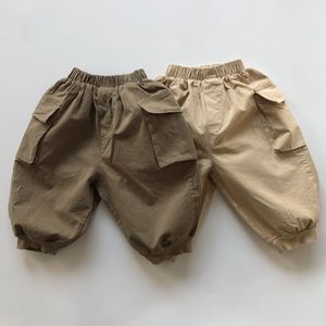 Shorts Frühling Koreanischen Stil Baby Jungen Cargo Hosen Taschen Casual Kleinkinder Kinder Schicke Hosen 230613