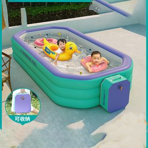 Sandspielwasserspaß Große Schwimmbäder Baby verdickte Badewanne Klappbare Outdoor-Erwachsene Großes Planschbecken Kinderheim Automatische Inflation Pools Spielzeug 230613