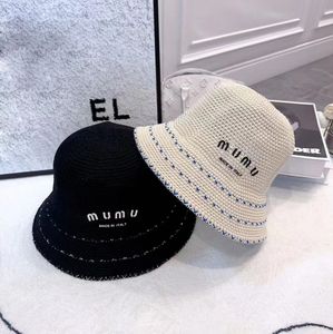 Chapéu de balde de designer de data de casamento feminino Viagens de férias Toldo de sol respirável Impressão de letras Preto e branco 2 cores Casquette