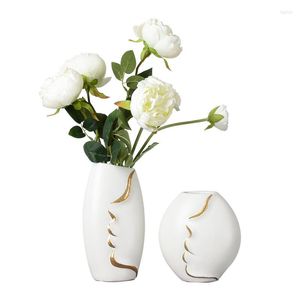 花瓶の花アレンジャーセラミック花瓶の抽象的な顔モダンなシンプルなドライフラワー新鮮なリビングルームモデルホームアクセサリー